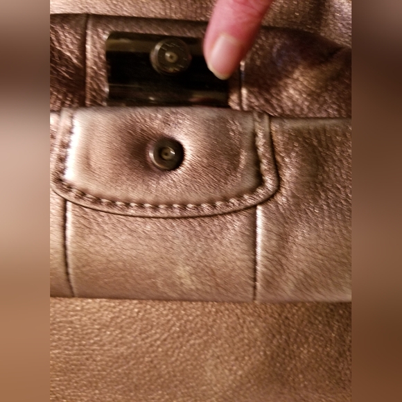 Coach Metalic Gold/Bronze Leather Kristin Hobo Shoulder Bag Handbag Purse #14783 - Picture 10 of 16